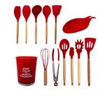 Conjunto Utensílios De Cozinha Silicone Vermelho Luxo 13pçs