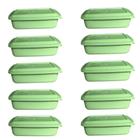 Conjunto vasilhas plásticas Retangular Verde kit 10 unidades
