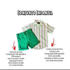 Conjunto Verão Camisa Social M/C + Bermuda De Sarja Confortável Menino Envio Já