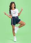 Conjunto Verão Menina Infantil Branco Blusa e Shorts Boxeador Flamingo