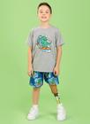 Conjunto Verão Menino Mescla Camiseta E Bermuda Dino Surfista