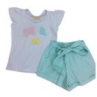 Conjunto Vrasalon Fem Infantil Branco e Verde Xadrez