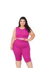 Conjunto Xg Plus Size Verão 2 Peças Cropped + Bermuda Canelado Ccg