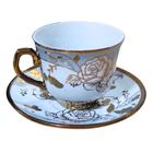 Conjunto Xícara de Café Ouro 6 xicaras 6 pires Porcelana Chinesa Cafezinho Expresso Para Presente