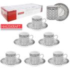 Conjunto Xícaras De Café C/ Pires Em Porcelana 90ml 12 Peças Egito - HausKraft