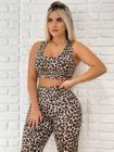 Conjuntos Calça E Top Roupas De Academia Fit Oncinha Pintada Onca Animal Print