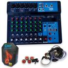 Console mesa de som mixer 8 canais phantom bluetooth preto - TEMTEC