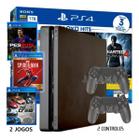 Console P s4 Slim 1tb Console P laystation 4 + 2 Controles + 2 Jogos