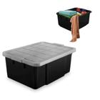 Container Caixa Organizadora Com Tampa Empilhavel 25 L Multiuso Para Roupas Sapatos Brinquedos Documentos Preto - Arqplast