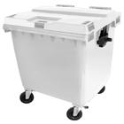 Container Plástico para Lixo 1000 Litros cor Branco c/ Quatro Rodas de Borracha Maciça - JSN