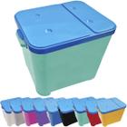 Container Porta Ração Canister Plástico com Tampa Azul Protege Conserva Furacão Pet 15 Kg Verde com Tampa Azul