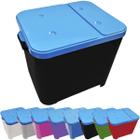 Container Porta Ração Canister Plástico com Tampa Azul Protege Conserva Furacão Pet 15 Kg