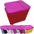 Container Porta Ração Canister Plástico com Tampa Rosa Protege Conserva Furacão Pet 15 Kg Vermelho com Tampa Rosa