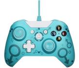 Controle compativel com Xbox One E Pc Com Fio Gamepad Manete Joystick Verde Agua