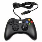 Controle Usb Com Fio Compatível com Xbox 360 Computador Notebook Preto