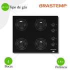 Cooktop 4 Bocas A Gás Ative Brastemp BDD61 - Preto