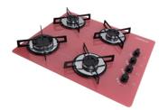 Cooktop 4 Bocas Acendimento Automático Ultra Chama Gás GLP Chamalux Rosa Bivolt