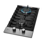 Cooktop a Gás Fischer 2 Bocas Platinium com Trempe de ferro fundido Mesa Vidro Bivolt