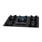 Cooktop À Gás Fischer 5 Bocas Infinity Mesa Vidro Preto - Bivolt