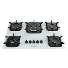 Cooktop à Gás Mueller 5 bocas Tripla Chama Mesa Vidro Branco - Bivolt