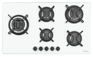 Cooktop a Gás Tramontina Penta Side Plus W 5GG Tri 90 em Vidro Temperado Branco e Trempes em Aço Carbono 5 Queimadores