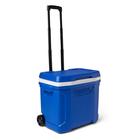 Cooler Igloo 28 Qt azul com rodas e alça telescópica de travamento