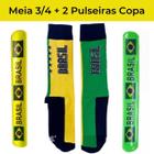 Copa do Mundo Meia 3/4 + 2 Pulseiras Bate Enrola