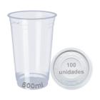 Copo 500Ml Descartavel C/Tampa Pp Liso 100 Unid Chopp Suco