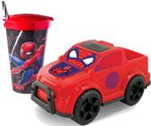 Copo 540ml Homem Aranha C/ Carrinho Brinquedo Infantil