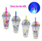 Copo Acrílico Infantil LED Com Tampa E Canudo 400ml BM-P1511 - B-Max