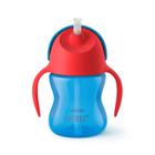 Copo c/ canudo curvado 200ml azul e vermelho - Philips Avent