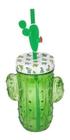 Copo Caneca Cacto Vidro Verde Com Tampa E Canudo 380 Ml - Hauskraft