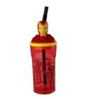 Copo Canudo Marvel Homem de Ferro 3D Oficial 360ml Infantil