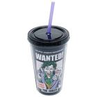 Copo Canudo Wb Joker Wanted Preto 9,5X9,5X15,5 Cm 500 Ml