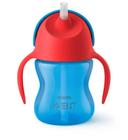 Copo com Canudo Curvado Azul/Vermelho Dinossauro 200ml (9 meses +) - Philips Avent