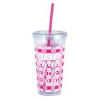 Copo com Canudo Drink 600ml - Rosa