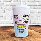 Copo com canudo holográfico 550ml ref0255 - casa fé
