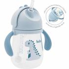 Copo com Canudo para Bebê - Alça Removível - 240ml - Dino - Azul - Buba