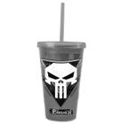 Copo Com Canudo Punisher Justiceiro 450Ml Infantil Meninos