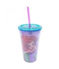 Copo Com Canudo Sereia Ariel 450ml - Disney - Minas de Presentes