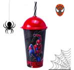 Copo Com Canudo Super Herois Homem Aranha 500 Ml Plasutil