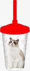 Copo com Tampa e Canudo Gato Raças Pet 750 ml Ragdoll - Pet Toys