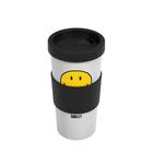 Copo com tampa plástico Coza Smiley 500ml preto/branco