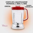 Copo de Liquidificador Mondial Turbo L-850 L-900 Cristal - Tampa Vermelha