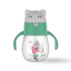 Copo de palha infantil bonito de 270ml com alças duplas baby feeding learning drinking bottle Kids Water Sippy Cups Xícaras (Verde) - HTTN