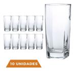 Copo de Vidro 320ml Quadrado Bali Transparente Jogo com 10 UN