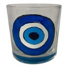 Copo De Whisky De Vidro Olho Grego Sorte Base Azul 300 ml
