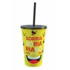 Copo Decorado Sorria Com Canudo 550 Ml - Usual Utilidades