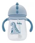 Copo Dino c/ Alça e Canudo Retrátil 240ml - Azul - Buba