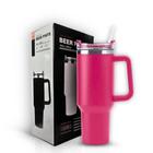 Copo Garrafa Térmica Com Alça E Canudo 1200ml Aço Inox Parede Dupla